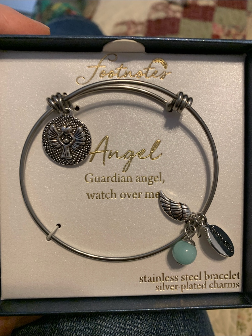 Guardian Angel Silver-Tone Charm Bracelet